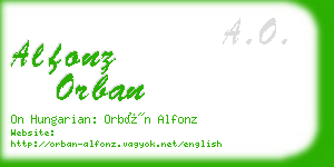 alfonz orban business card